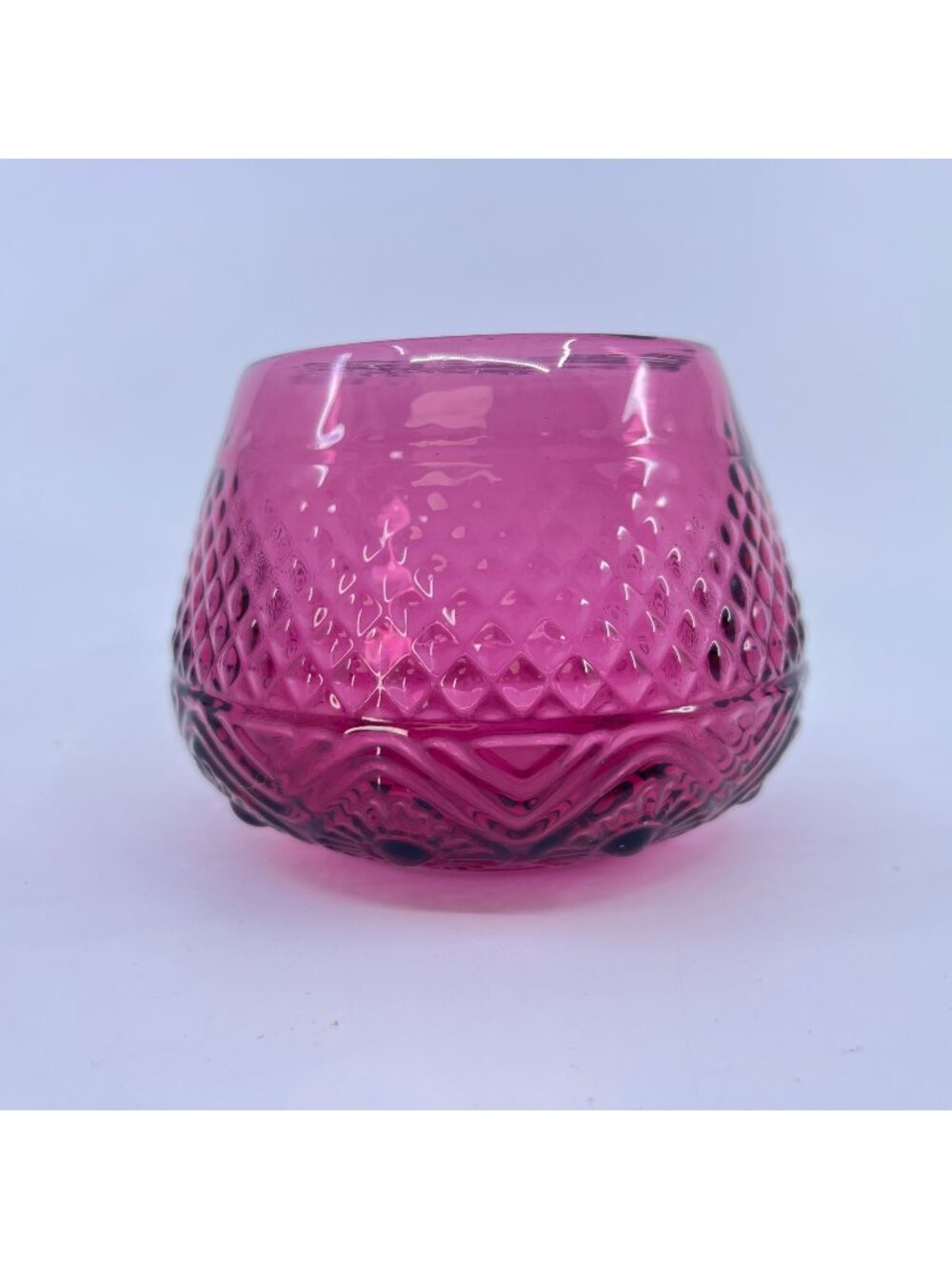 pilgrim cranberry glass open sugar bowl features bennington pattern